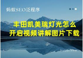 丰田凯美瑞灯光怎么开启视频讲解图片下载