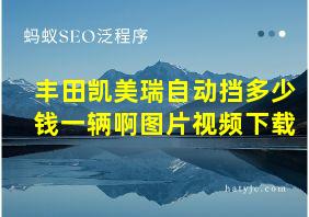 丰田凯美瑞自动挡多少钱一辆啊图片视频下载