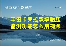 丰田卡罗拉双擎胎压监测功能怎么用视频