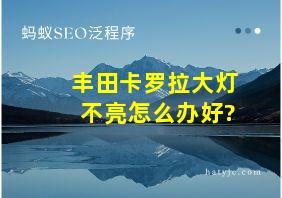 丰田卡罗拉大灯不亮怎么办好?