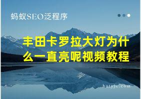 丰田卡罗拉大灯为什么一直亮呢视频教程