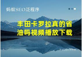 丰田卡罗拉真的省油吗视频播放下载