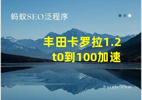 丰田卡罗拉1.2t0到100加速