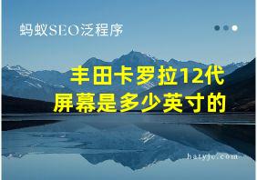 丰田卡罗拉12代屏幕是多少英寸的