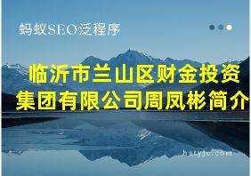 临沂市兰山区财金投资集团有限公司周凤彬简介