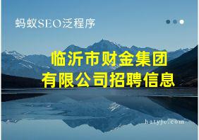 临沂市财金集团有限公司招聘信息