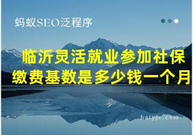 临沂灵活就业参加社保缴费基数是多少钱一个月