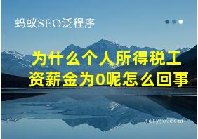 为什么个人所得税工资薪金为0呢怎么回事