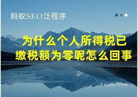 为什么个人所得税已缴税额为零呢怎么回事