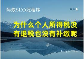 为什么个人所得税没有退税也没有补缴呢