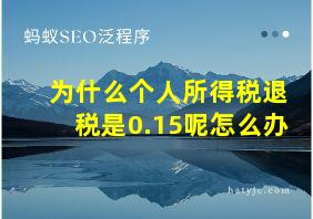 为什么个人所得税退税是0.15呢怎么办