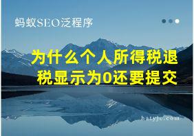 为什么个人所得税退税显示为0还要提交