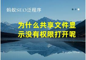 为什么共享文件显示没有权限打开呢