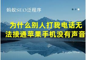 为什么别人打我电话无法接通苹果手机没有声音