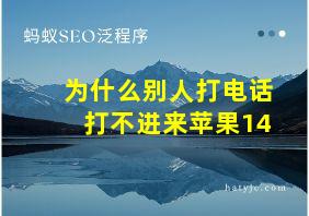 为什么别人打电话打不进来苹果14