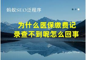 为什么医保缴费记录查不到呢怎么回事