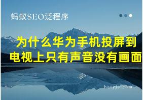 为什么华为手机投屏到电视上只有声音没有画面