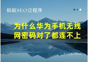 为什么华为手机无线网密码对了都连不上