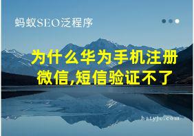 为什么华为手机注册微信,短信验证不了