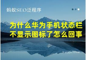 为什么华为手机状态栏不显示图标了怎么回事