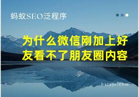 为什么微信刚加上好友看不了朋友圈内容