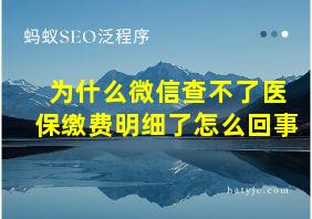 为什么微信查不了医保缴费明细了怎么回事