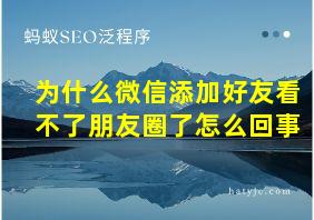 为什么微信添加好友看不了朋友圈了怎么回事