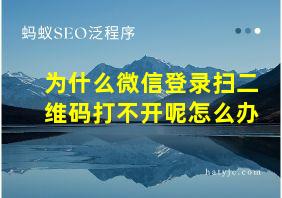 为什么微信登录扫二维码打不开呢怎么办