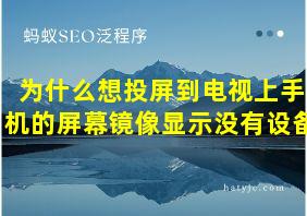 为什么想投屏到电视上手机的屏幕镜像显示没有设备