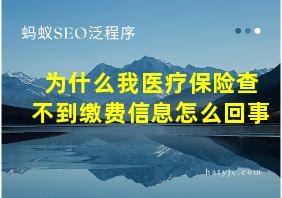 为什么我医疗保险查不到缴费信息怎么回事