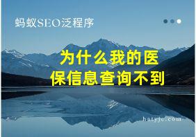 为什么我的医保信息查询不到