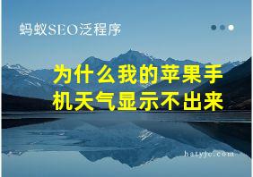 为什么我的苹果手机天气显示不出来