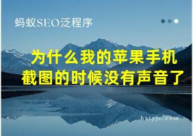 为什么我的苹果手机截图的时候没有声音了