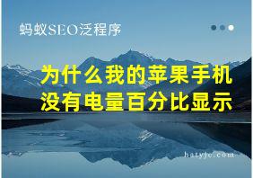 为什么我的苹果手机没有电量百分比显示