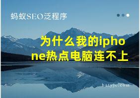 为什么我的iphone热点电脑连不上