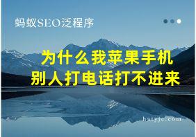 为什么我苹果手机别人打电话打不进来