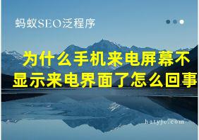 为什么手机来电屏幕不显示来电界面了怎么回事