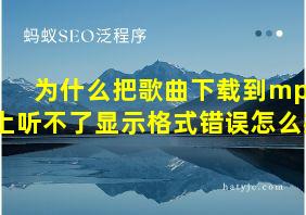 为什么把歌曲下载到mp3上听不了显示格式错误怎么办