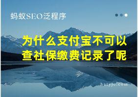 为什么支付宝不可以查社保缴费记录了呢