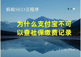 为什么支付宝不可以查社保缴费记录