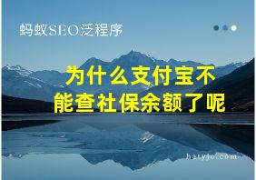 为什么支付宝不能查社保余额了呢