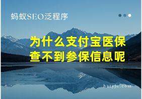 为什么支付宝医保查不到参保信息呢