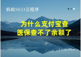 为什么支付宝查医保查不了余额了