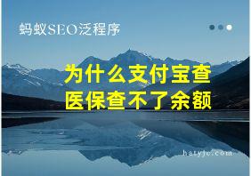 为什么支付宝查医保查不了余额