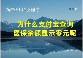 为什么支付宝查询医保余额显示零元呢