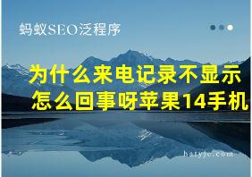 为什么来电记录不显示怎么回事呀苹果14手机