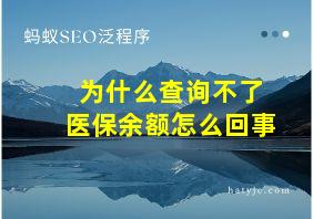 为什么查询不了医保余额怎么回事