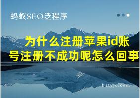 为什么注册苹果id账号注册不成功呢怎么回事