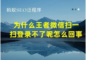 为什么王者微信扫一扫登录不了呢怎么回事