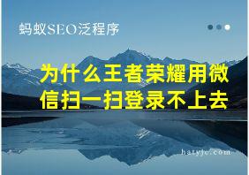 为什么王者荣耀用微信扫一扫登录不上去